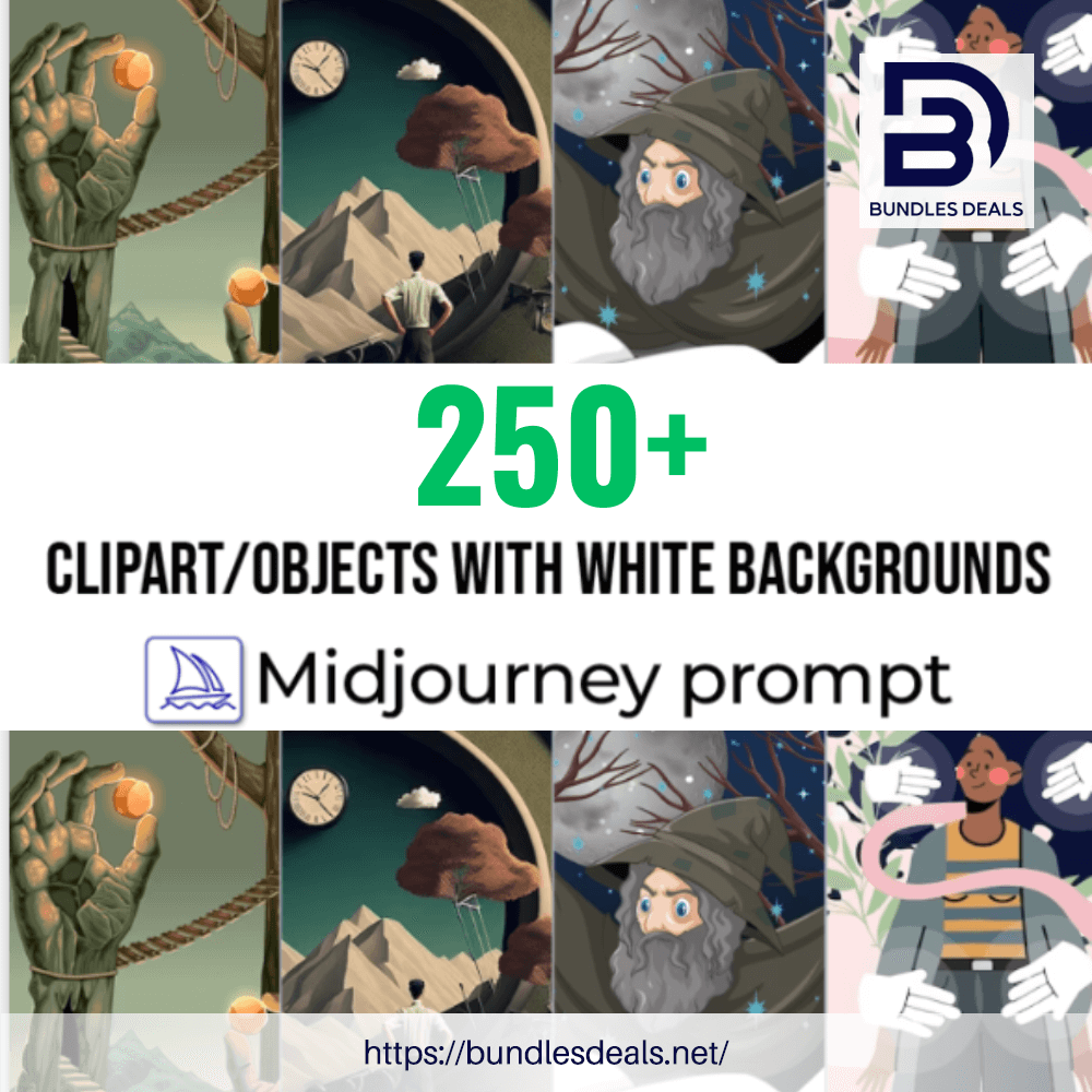 250+ ClipartObjects With White Backgrounds Midjourney Prompt