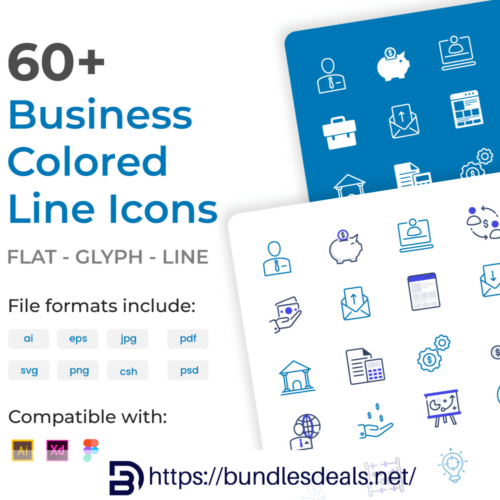 60+ Business Colored Line Icons