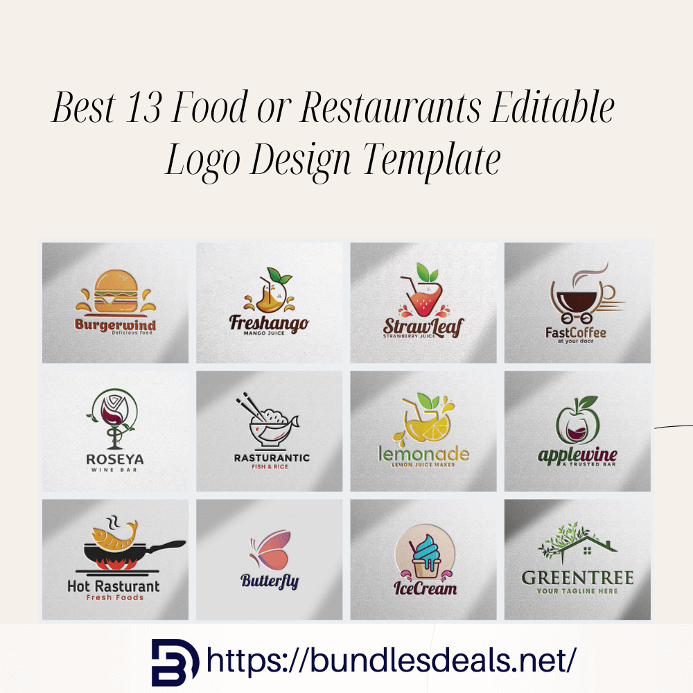 Best 13 Food Or Restaurants Editable Logo Design Template