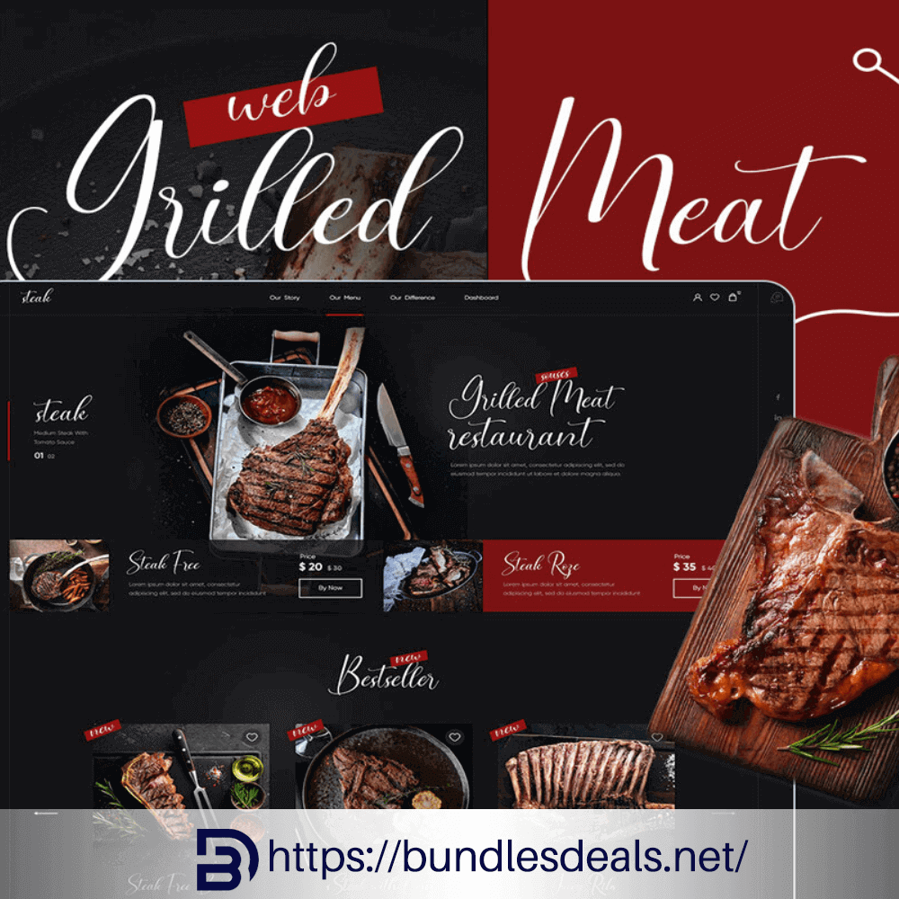 Steak Food Delivery UI Kit PSD Template