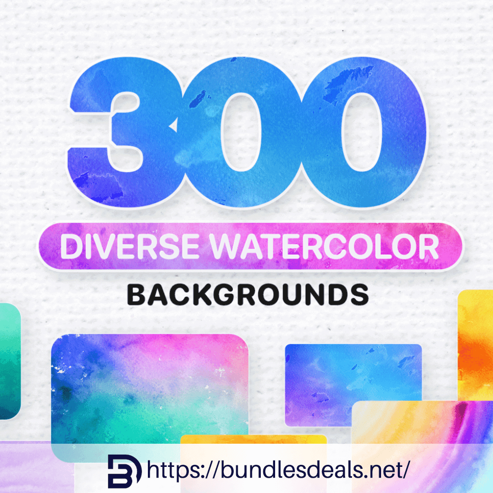 300 Diverse Watercolor Backgrounds Bundle
