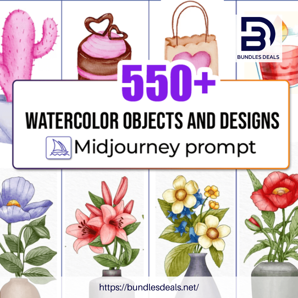 550+ Watercolor Objects And Designs Midjourney Prompts