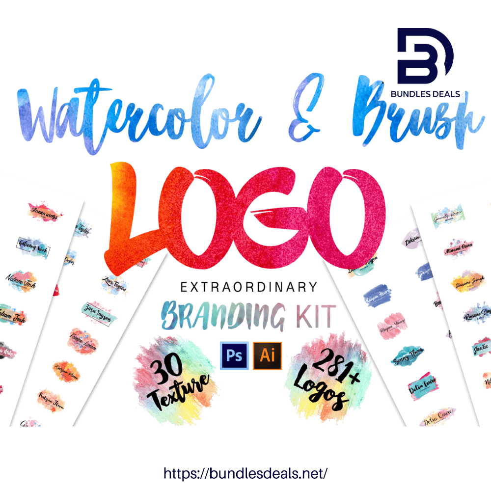 Watercolor And Brush Logos Branding Kit