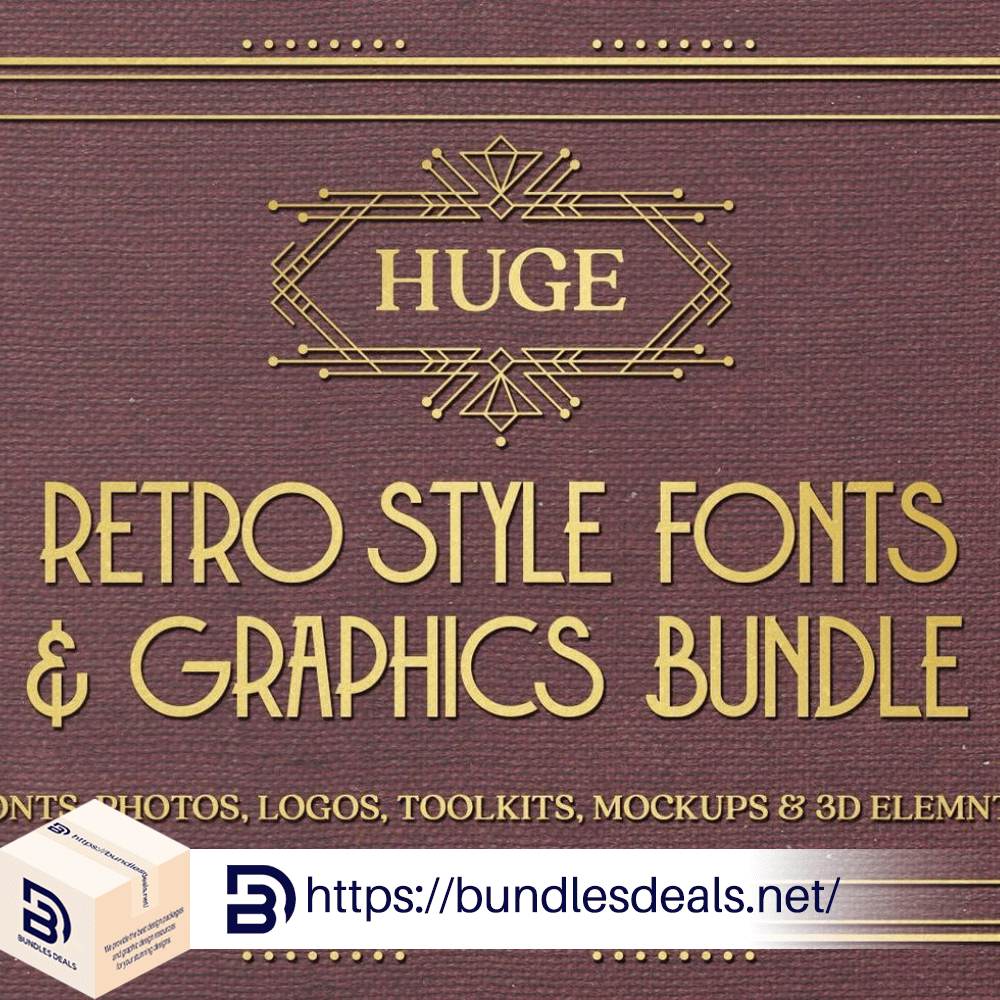 Huge Retro Style Fonts And Graphics Bundle