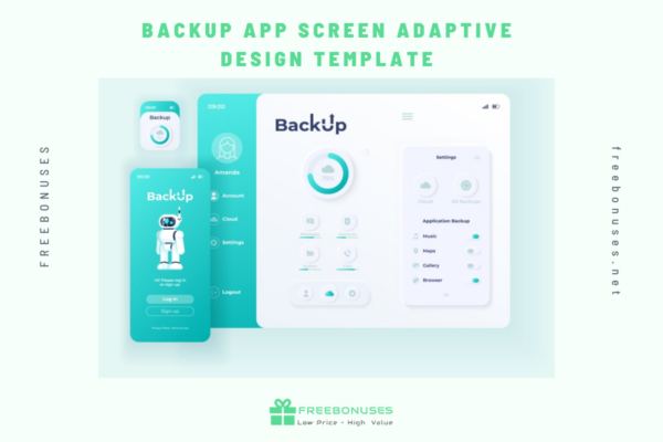 Backup app screen adaptive design template