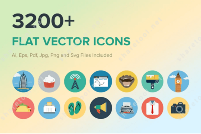 3200+ Flat Vector Icons Bundle