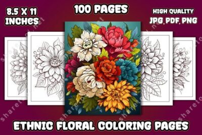 Ethnic Floral Coloring Pages
