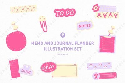 Memo and Journal Planner Illustration Set