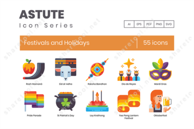 Festivals and Holidays Icon Set